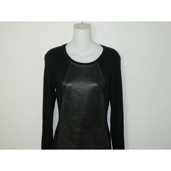 Michael Stars Dress Size X-Small Black Shantelle 100% Lambskin‎ Leather and Knit - Picture 5 of 10